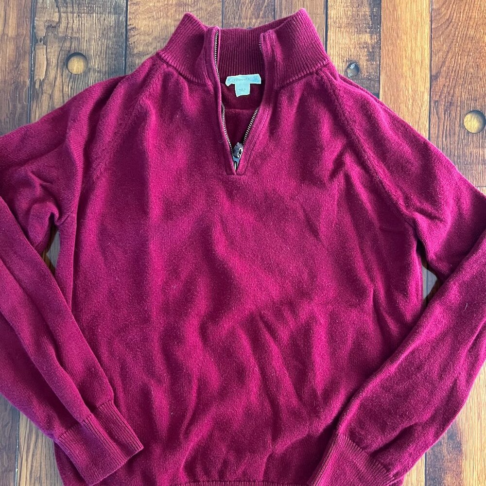 Crewcuts Maroon Cotton-Cashmere Half-zip Sweater Size XL 12-14